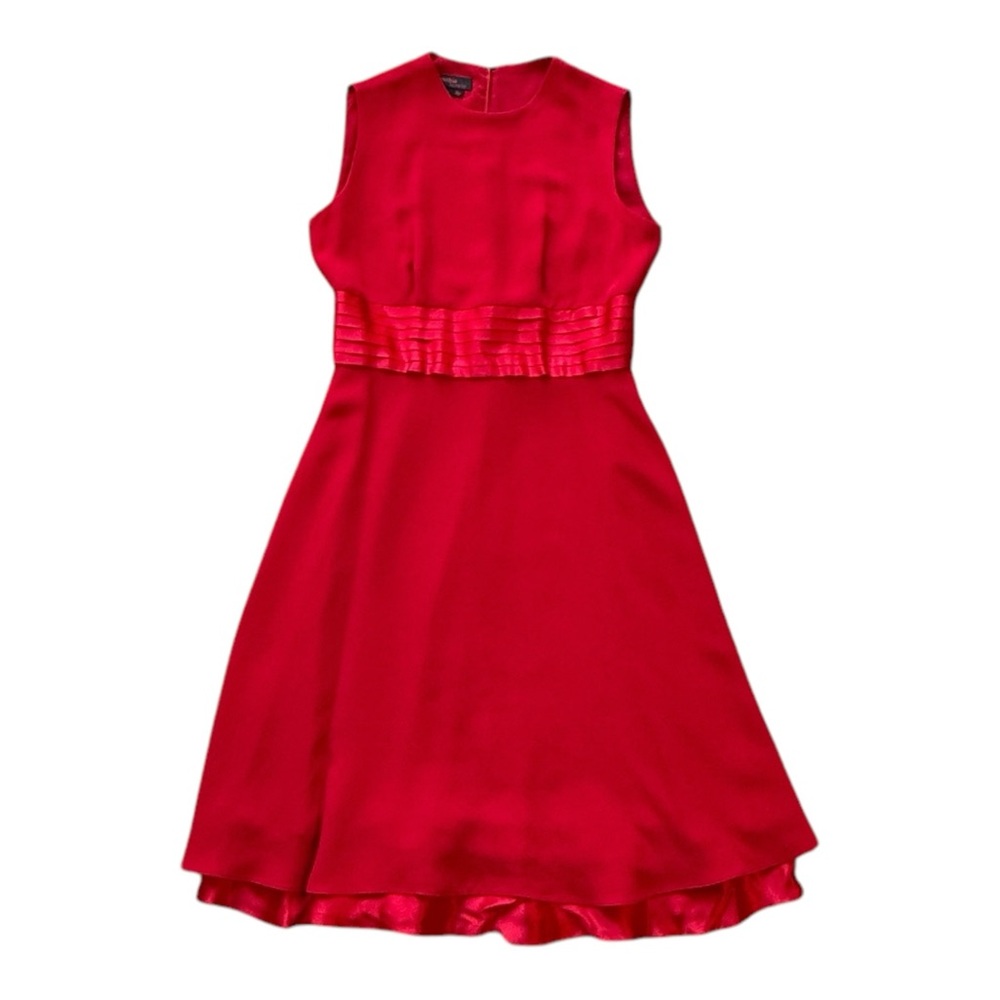 👗 Cynthia Howie Beautiful Vintage Red Silk Blend Midi Dress Womens Size 2P